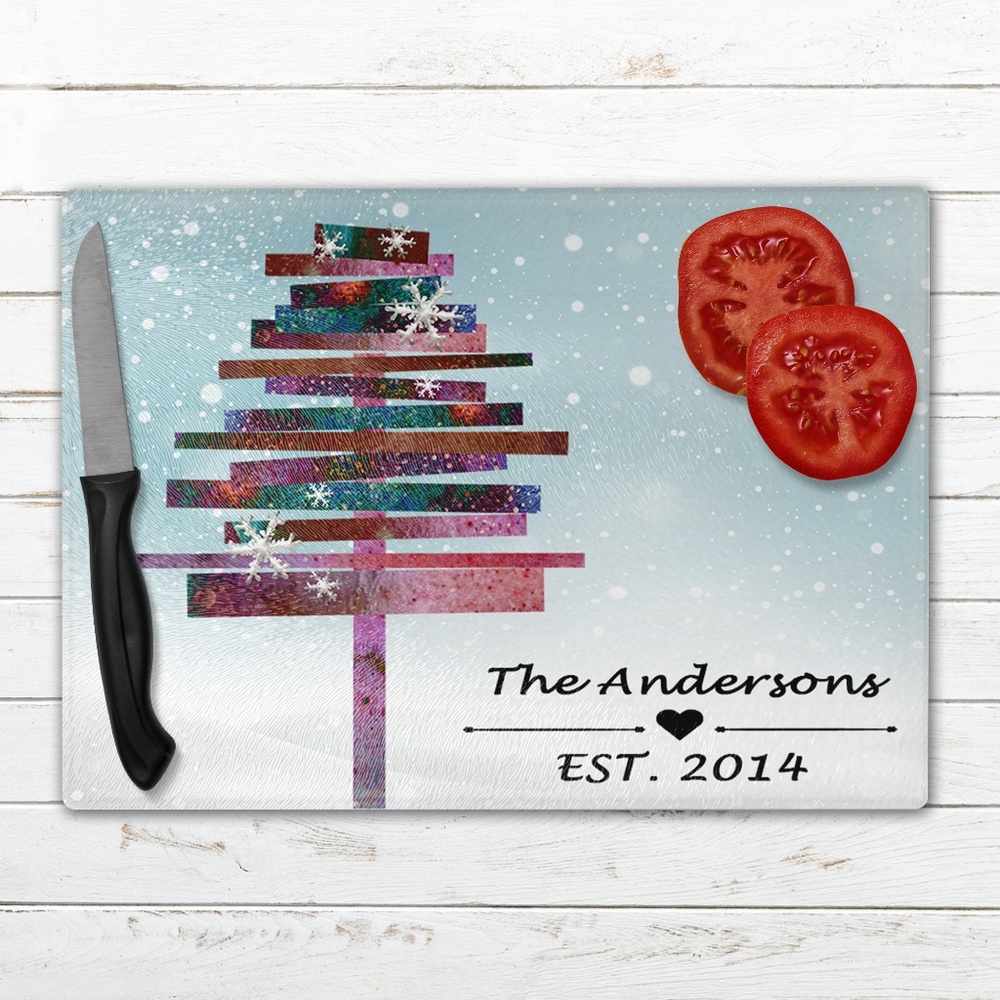 Personalized Holiday Glass Cutting Boards